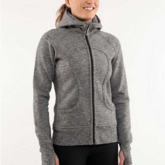 Lululemon Scuba Hoodie Size 2 Gray Full Zip Fitted Pockets Hooded Gym Athletic - Picture 1 of 12